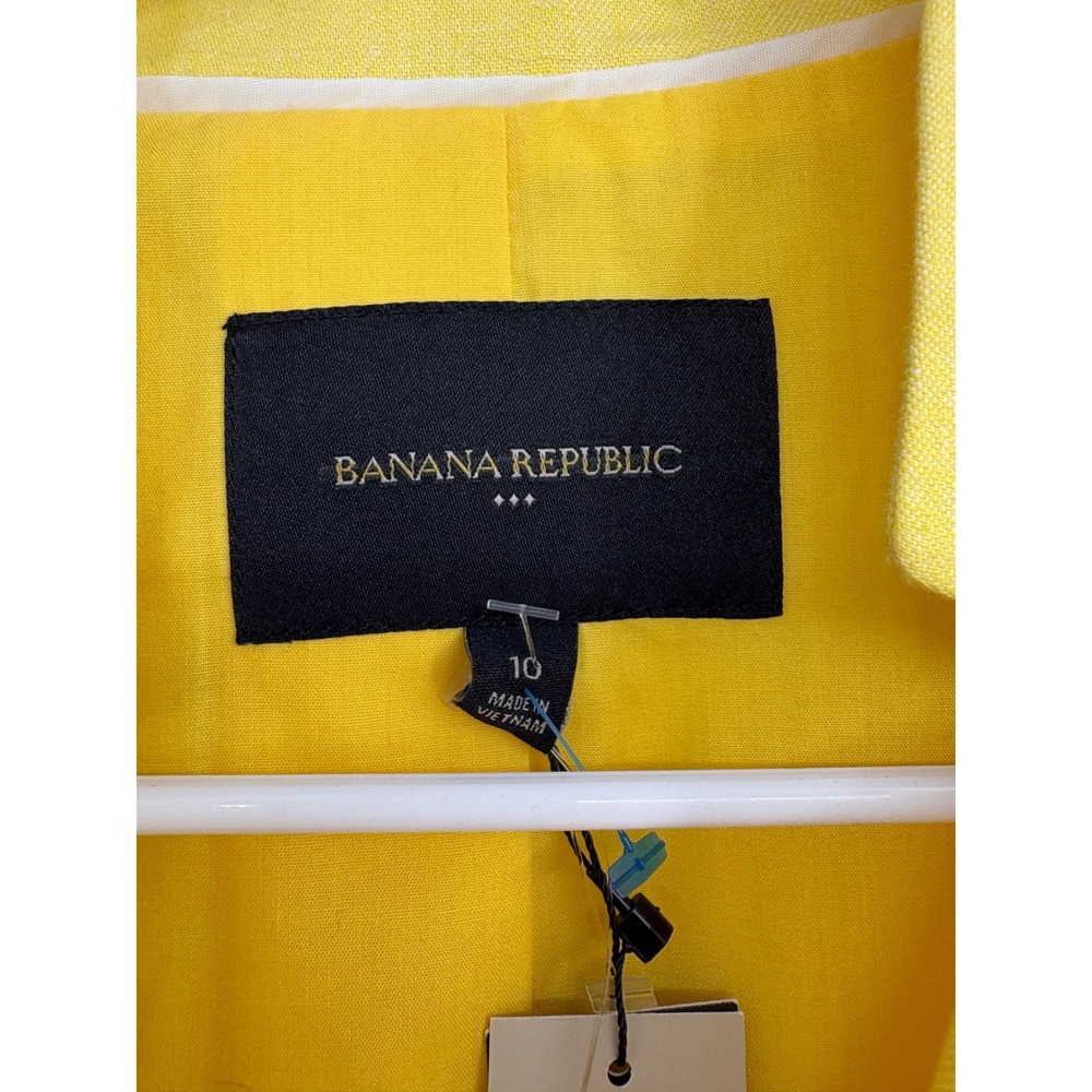 Banana Republic Blazer Womens 10 Yellow Stretch Linen Single Button Professional - Picture 3 of 11